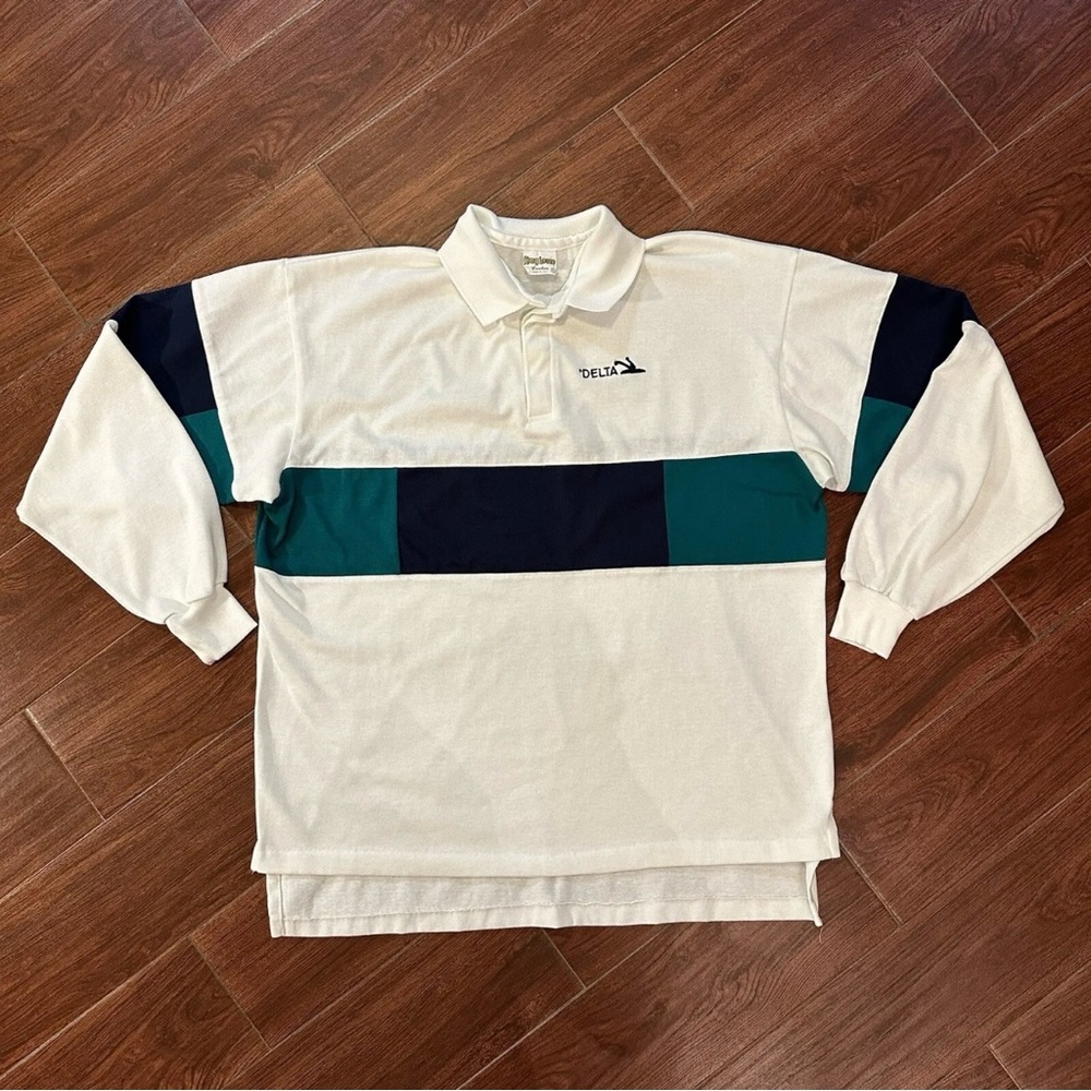 Vintage 70s Bowling Shirt King Louie Delta Long Sleeve Polo Size XL